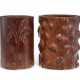 A CARVED HUALI ROOT-FORM BRUSH POT AND A BAMBOO BRUSH POT - Foto 1