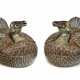 A PAIR OF UNUSUAL ENAMELED DUCK-FORM BOXES AND COVERS - фото 1