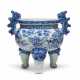 A BLUE AND WHITE `BUTTERFLY’ TRIPOD CENSER - photo 1