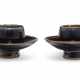 TWO SMALL BLACK-GLAZED CUP STANDS - photo 1