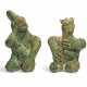 TWO SMALL GREEN-GLAZED POTTERY FIGURES OF ENTERTAINERS - photo 1
