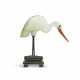 A WHITE JADE, PAINTED STONE AND METAL FIGURE OF A CRANE - photo 1