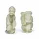 A WHITE JADE FIGURE OF A FISHERMAN AND A GREYISH-WHITE FIGURE OF A LUOHAN - photo 1