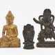 Four Asian figures - three Buddhas and a lying cow - photo 1