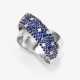 A ring with brilliant cut diamonds and sapphires - photo 1