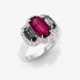 A ring with red and brown-green spinels and brilliant cut diamonds - фото 1