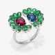 A ring with a red and blue tourmaline and emeralds - photo 1