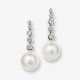 A pair of drop earrings with brilliant cut diamonds and cultured South Sea pearls - фото 1