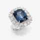 A ring with a blue spinel and brilliant cut diamonds - фото 1