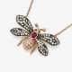 A ''bee'' pendant necklace decorated with brilliant cut diamonds, ruby and emeralds - фото 1