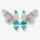 A pair of ''butterfly'' stud earrings decorated with azure blue apatites, brilliant- and baguette-cut diamonds - фото 1