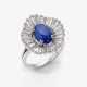 An elegant cocktail ring decorated with a natural cornflower blue sapphire and diamonds - фото 1