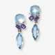 A pair of stud earrings decorated with aquamarines, iolites and brilliant cut diamonds - Foto 1