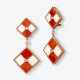 A pair of drop earrings with red and ivory-coloured corals - photo 1