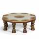 A PARCEL-GILT WHITE MARBLE AND GILTWOOD STAND - фото 1