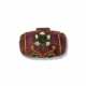 AN INDIAN CARVED PINK TOURMALINE, DIAMOND AND MULTI-GEM BEAD - photo 1