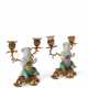 A PAIR OF FRENCH ORMOLU-MOUNTED CHINESE FAMILLE ROSE PORCELAIN TWO-LIGHT CANDELABRA - фото 1