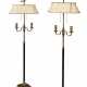 A PAIR OF PATINATED AND GILT-BRONZE TWO-BRANCH FLOOR LAMPS - фото 1
