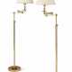 A PAIR OF POLISHED BRASS SWING ARM FLOOR LAMPS - фото 1