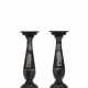 A PAIR OF VICTORIAN ENGRAVED BLACK DERBYSHIRE MARBLE CANDLESTICKS - photo 1