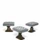 THREE PATINATED PLASTER TABOURETS - фото 1