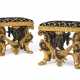 A PAIR OF GEORGE II EBONIZED AND PARCEL-GILT STOOLS - Foto 1