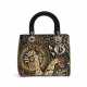 A LIMITED EDITION BLACK LEATHER & EMBROIDERED ANIMALS MEDIUM LADY DIOR WITH GOLD HARDWARE - фото 1