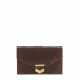 A SHINY GRIS ELEPHANT NILOTICUS CROCODILE PAN CLUTCH WITH GOLD HARDWARE - фото 1