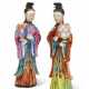 TWO CHINESE EXPORT PORCELAIN COURT LADY CANDLEHOLDERS - photo 1
