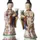 A LARGE PAIR OF CHINESE EXPORT PORCELAIN FIGURAL COURT LADY CANDLEHOLDERS - photo 1