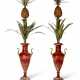 A PAIR OF CHARLES X RED, GILT AND POLYCHROME-DECORATED TOLE-PEINTE OIL LAMPS - photo 1