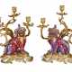 A PAIR OF FRENCH ORMOLU-MOUNTED CHINESE PORCELAIN THREE-LIGHT CANDELABRA - фото 1