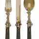 A FRENCH SILVER-GILT AND HARDSTONE DESSERT FLATWARE SERVICE - фото 1