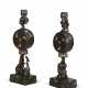 A PAIR OF JAPANESE BRONZE CANDLESTICKS - фото 1