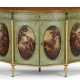 A GEORGE III GREEN AND POLYCHROME-PAINTED SIMULATED MARBLE AND PARCEL-GILT COMMODE - фото 1