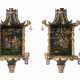 A PAIR OF REGENCY GREEN, GILT AND POLYCHROME-DECORATED TOLE TWIN-BRANCH WALL-LIGHTS - Foto 1