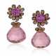 NO RESERVE | TAFFIN COLORED SAPPHIRE, COLORED DIAMOND AND PINK TOURMALINE EARRINGS - фото 1