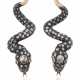 NO RESERVE | DIAMOND, RUBY, SILVER AND GOLD SNAKE EARRINGS - фото 1