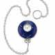 CARTIER LAPIS LAZULI AND GOLD MYSTERY POCKET WATCH AND PLATINUM WATCH CHAIN - фото 1