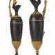 A PAIR OF RESTAURATION ORMOLU AND PAINTED BRONZE EWERS - фото 1