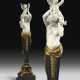 A MONUMENTAL PAIR OF AMERICAN ORMOLU-MOUNTED WHITE AND PORTOR MARBLE TORCHERES - Foto 1