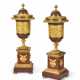 A PAIR OF DIRECTOIRE ORMOLU AND ROUGE GRIOTTE MARBLE URNS - photo 1