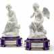 A PAIR OF SEVRES BISCUIT PORCELAIN MODELS OF CUPID AND PSYCHE ON 'BLEAU NOUVEAU' STANDS - фото 1