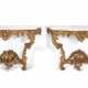 A MATCHED PAIR OF LOUIS XV GILTWOOD CONSOLE TABLES - фото 1