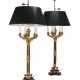 A PAIR OF LOUIS-PHILIPPE ORMOLU-MOUNTED ROUGE GRIOTTE MARBLE SIX-LIGHT CANDELABRA, MOUNTED AS LAMPS - фото 1
