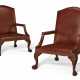 A PAIR OF GEORGE II MAHOGANY LIBRARY ARMCHAIRS - photo 1