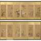 TWO JAPANESE POLYCHROME-PAINTED AND SILK SIX-PANEL SCREENS - photo 1