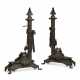A PAIR OF NAPOLEON III PATINATED BRONZE CHENETS - фото 1