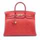 A ROUGE VIF OSTRICH BIRKIN 40 WITH GOLD HARDWARE - фото 1