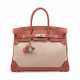 A LIMITED EDITION SANGUINE SWIFT LEATHER & TOILE GHILLIES BIRKIN 35 WITH PALLADIUM HARDWARE - фото 1